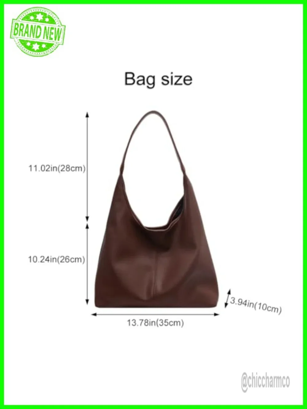 Slouchy Hobo Bag Soft PU Leather Tote 2pc Set Shoulder Purse Work Handbag